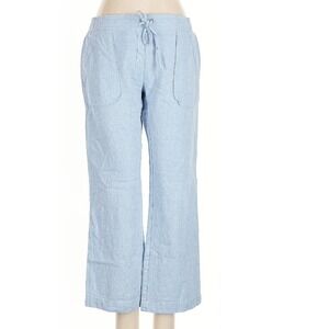 Pure Amici Blue‎ Linen Pants Drawstring Elastic Waist Size Small